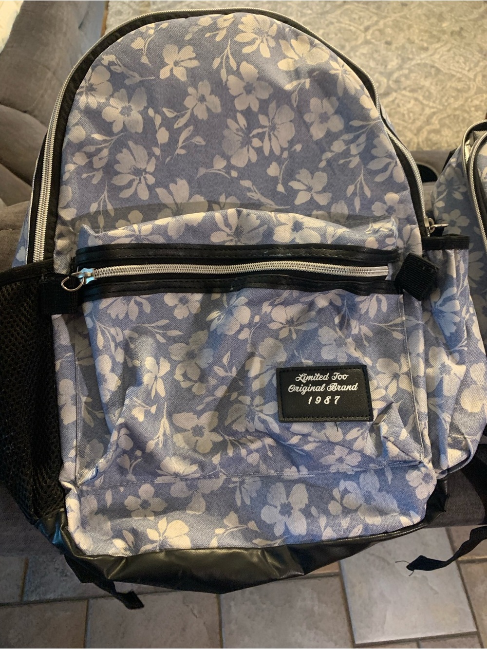 Limited Too Light Blue and White Floral Backpack and lunchbag set